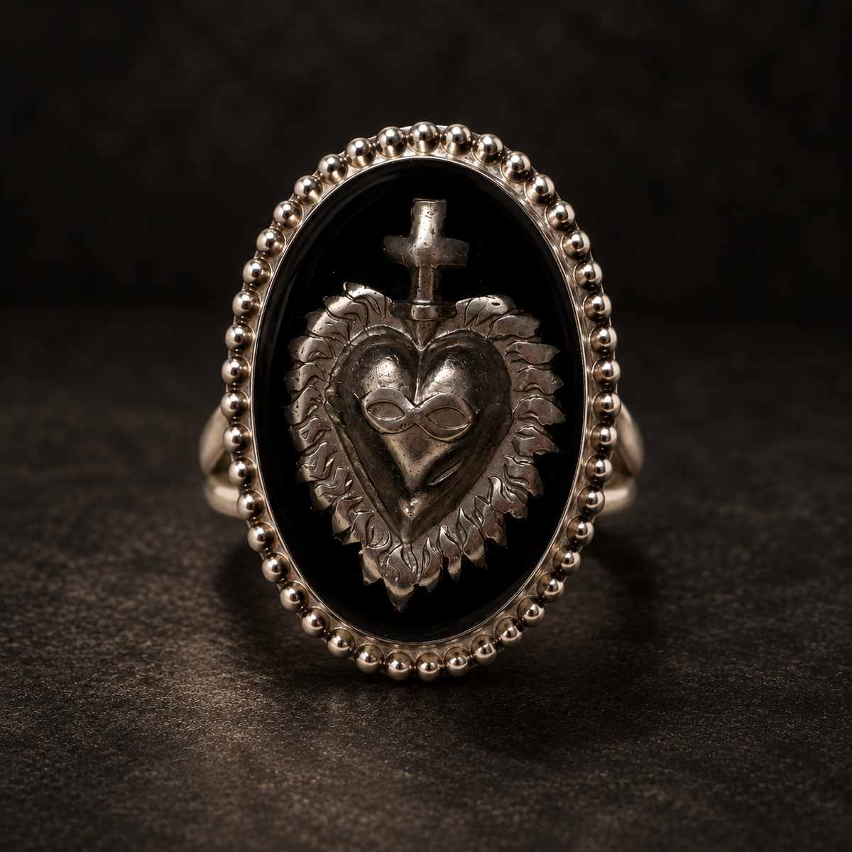 Sacred Heart | Sterling Silver & Pewter Statement Ring