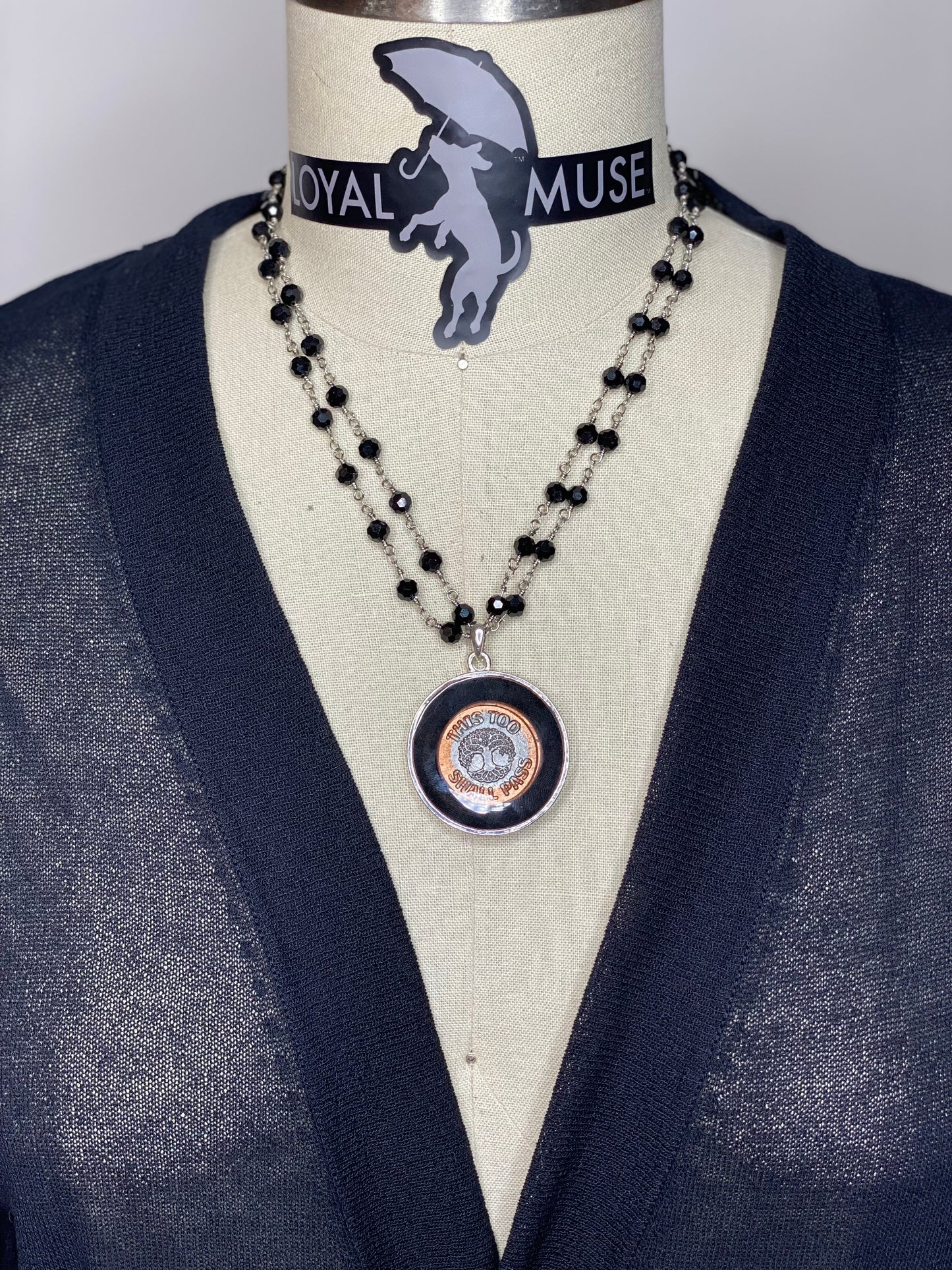 This Too Shall Pass Necklace Jet Black Rosary