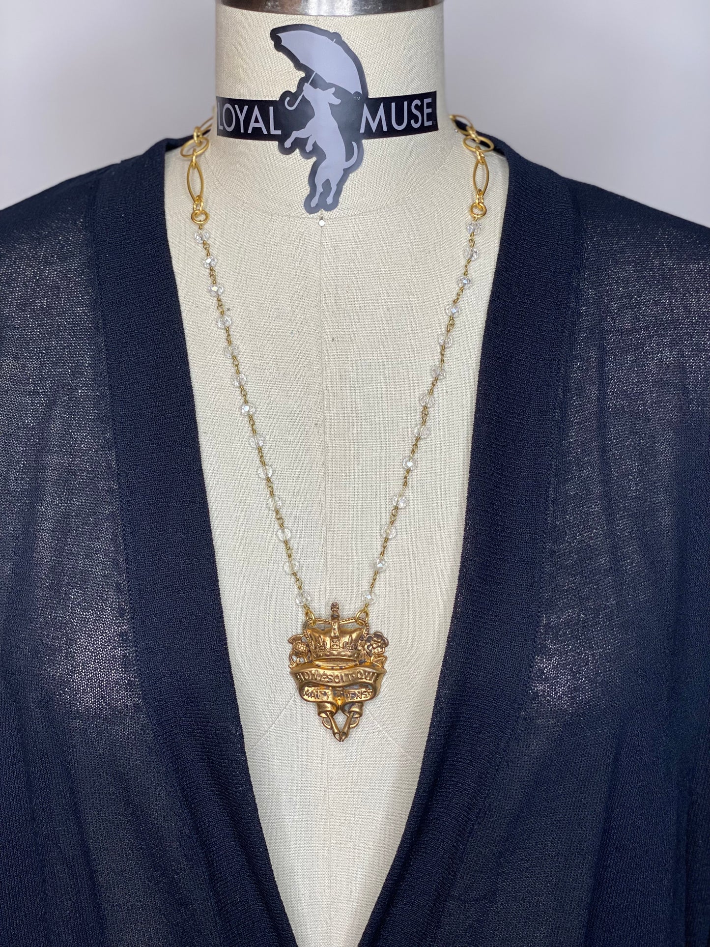 Karma Clear Crystal Rosary with Brass Pendant