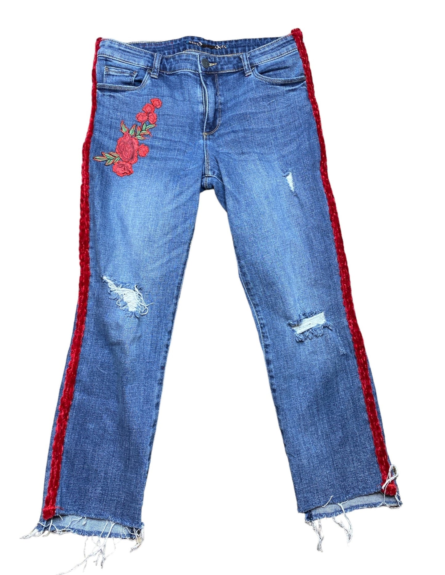 Red Tuxedo Roses Jeans Sz:10