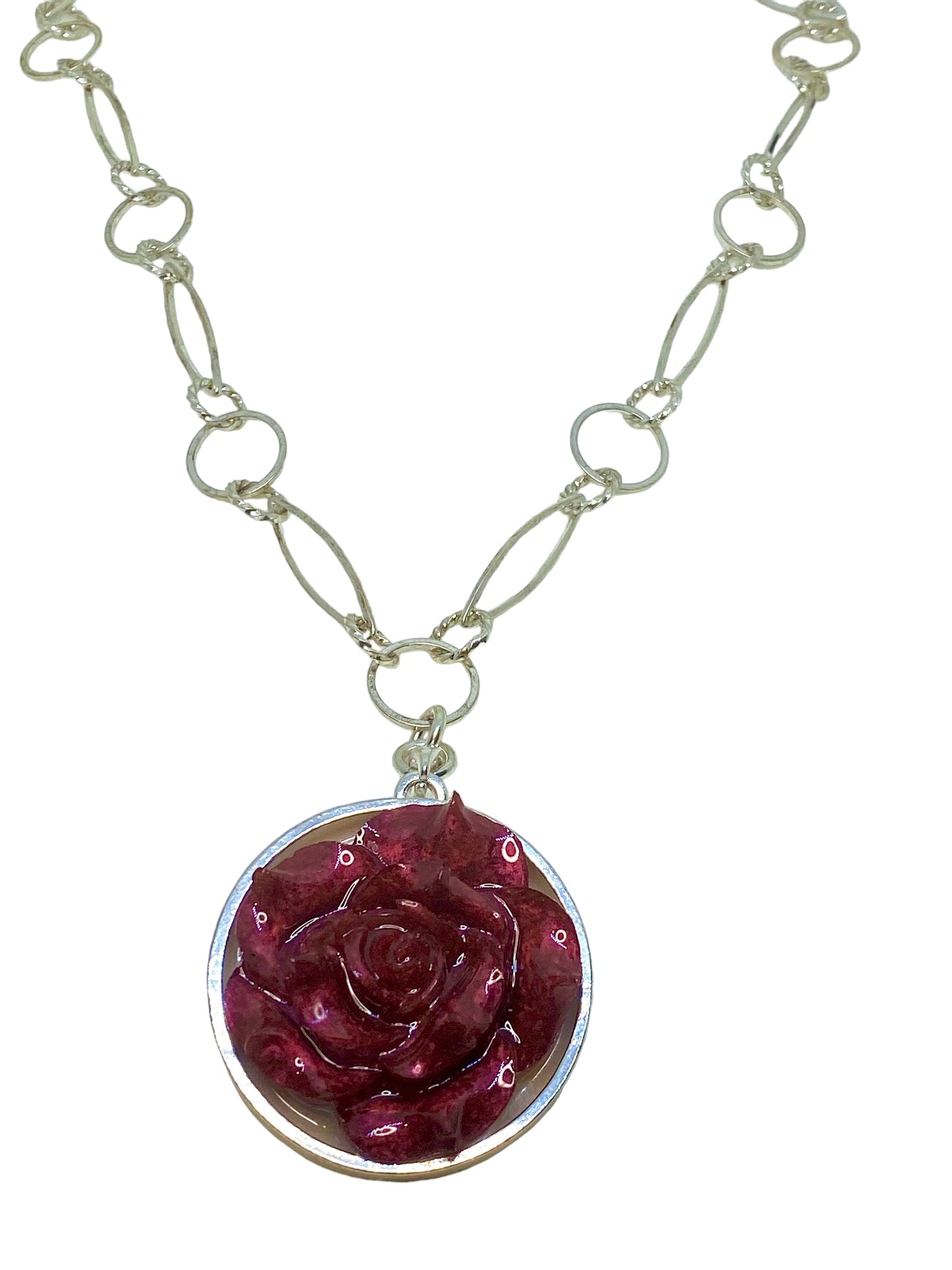 Burgundy Rose Necklace