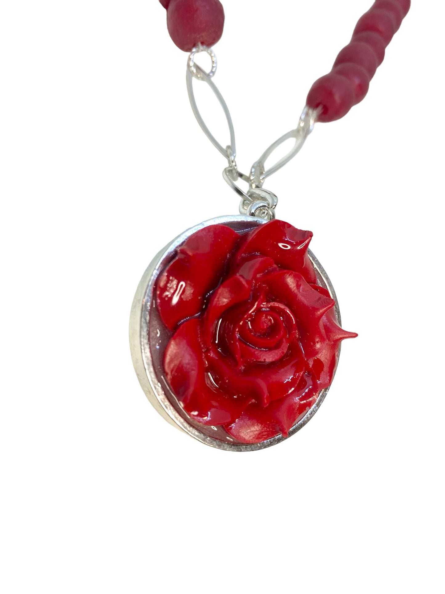 Red Rose & Recycled Glass Beads