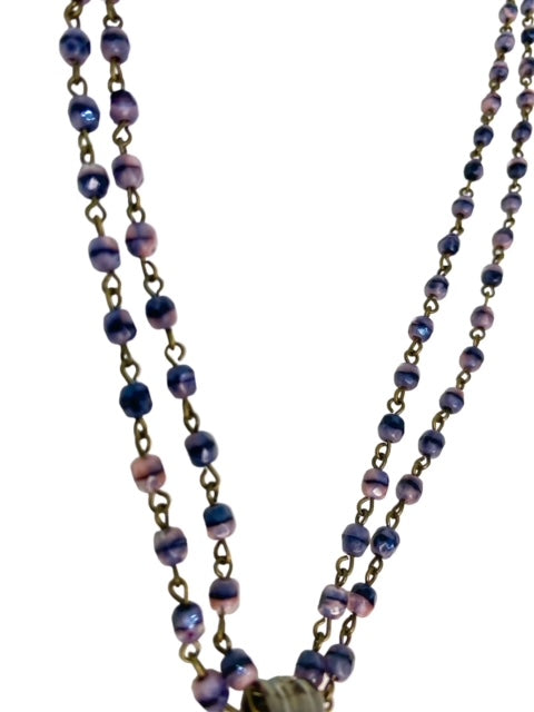 Pink Rose Pendant on Rosary Beads