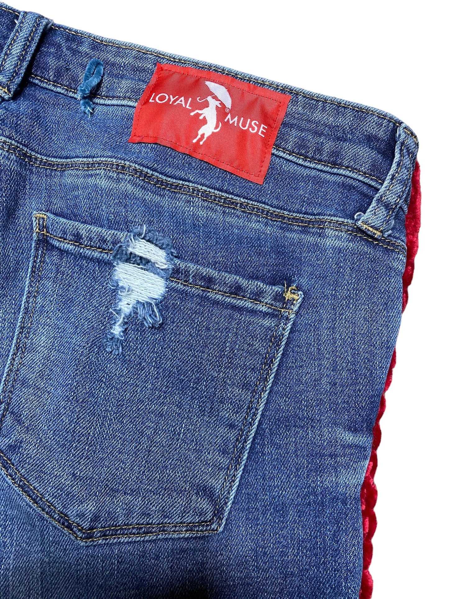 Red Tuxedo Roses Jeans Sz:10