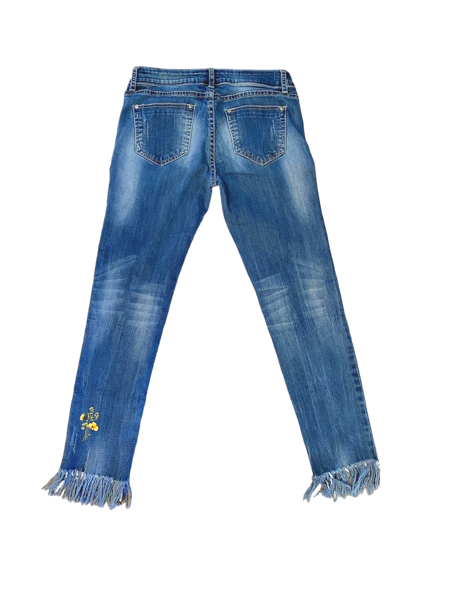 Floral Butterfly Patchwork Jeans Sz: 6