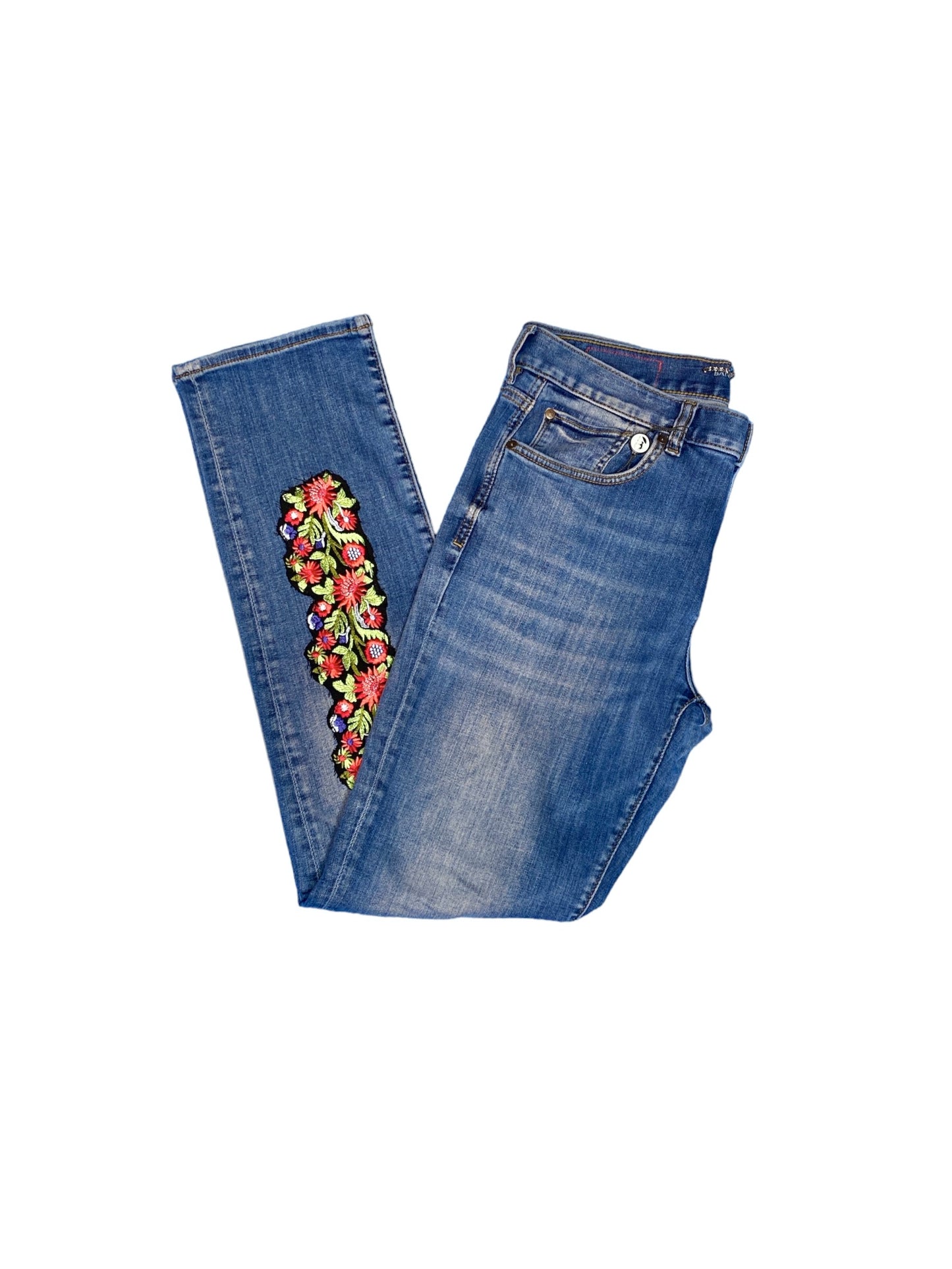 Floral Elegance Jeans Sz:14