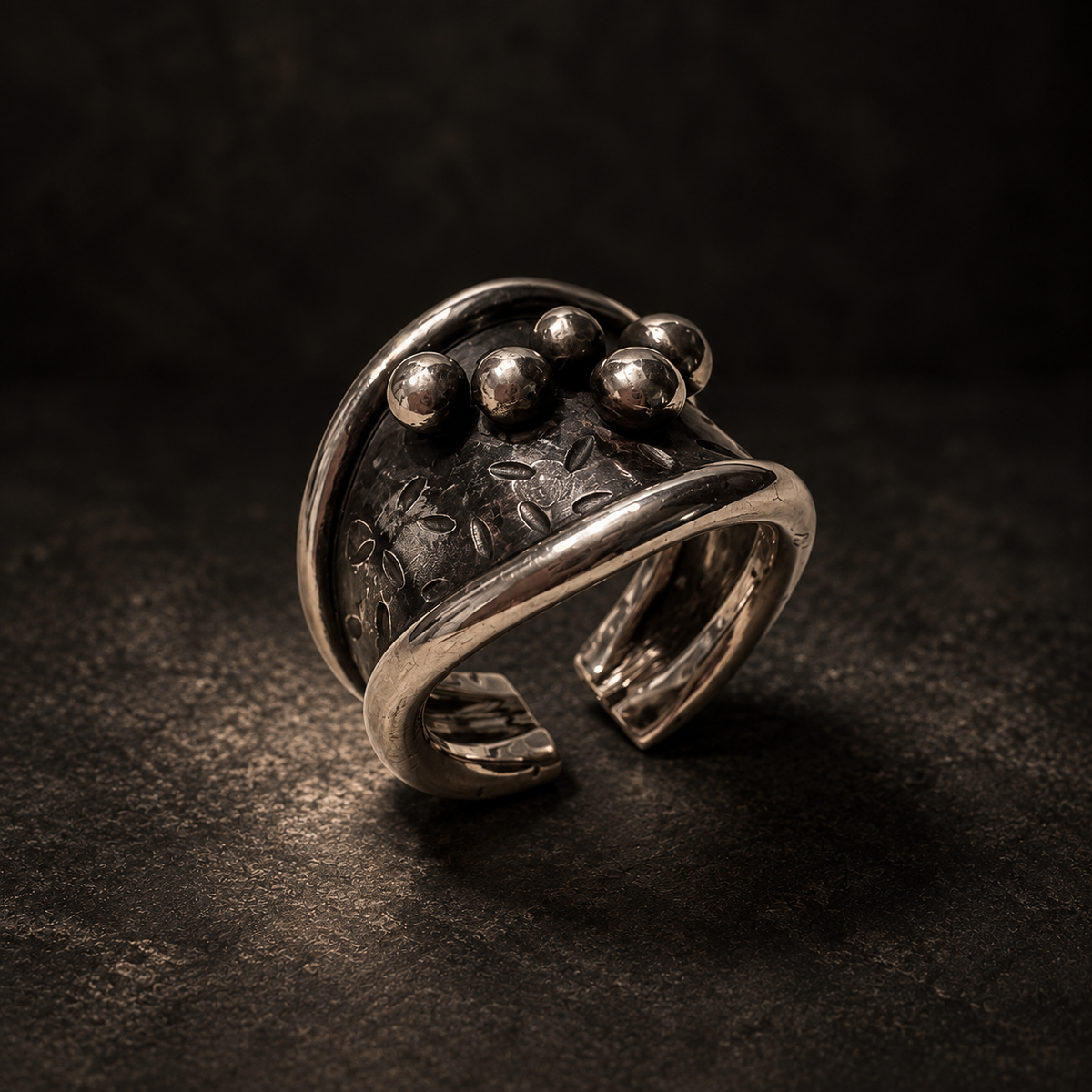 Nocturne Orbit | Oxidized Sterling Silver Cuff Ring