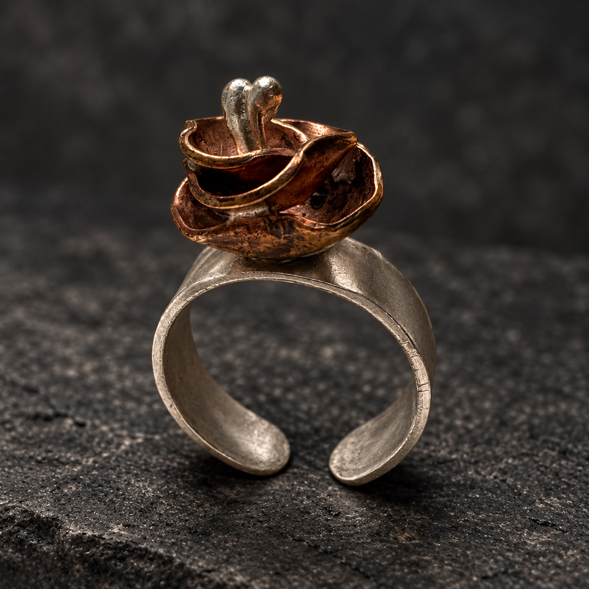 Hand-Forged Brass & Sterling Silver Bloom Ring (ON HOLD)