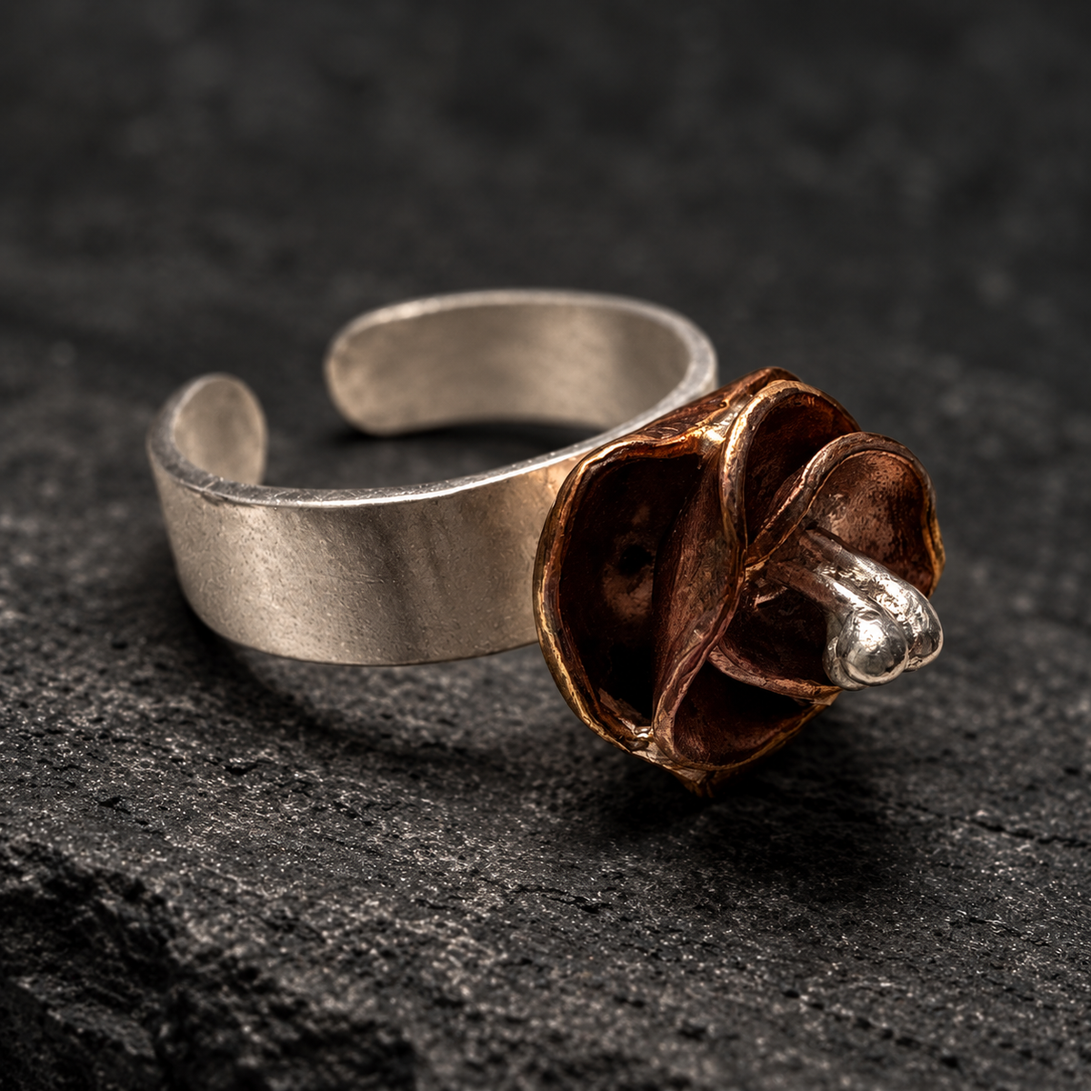 Hand-Forged Brass & Sterling Silver Bloom Ring (ON HOLD)