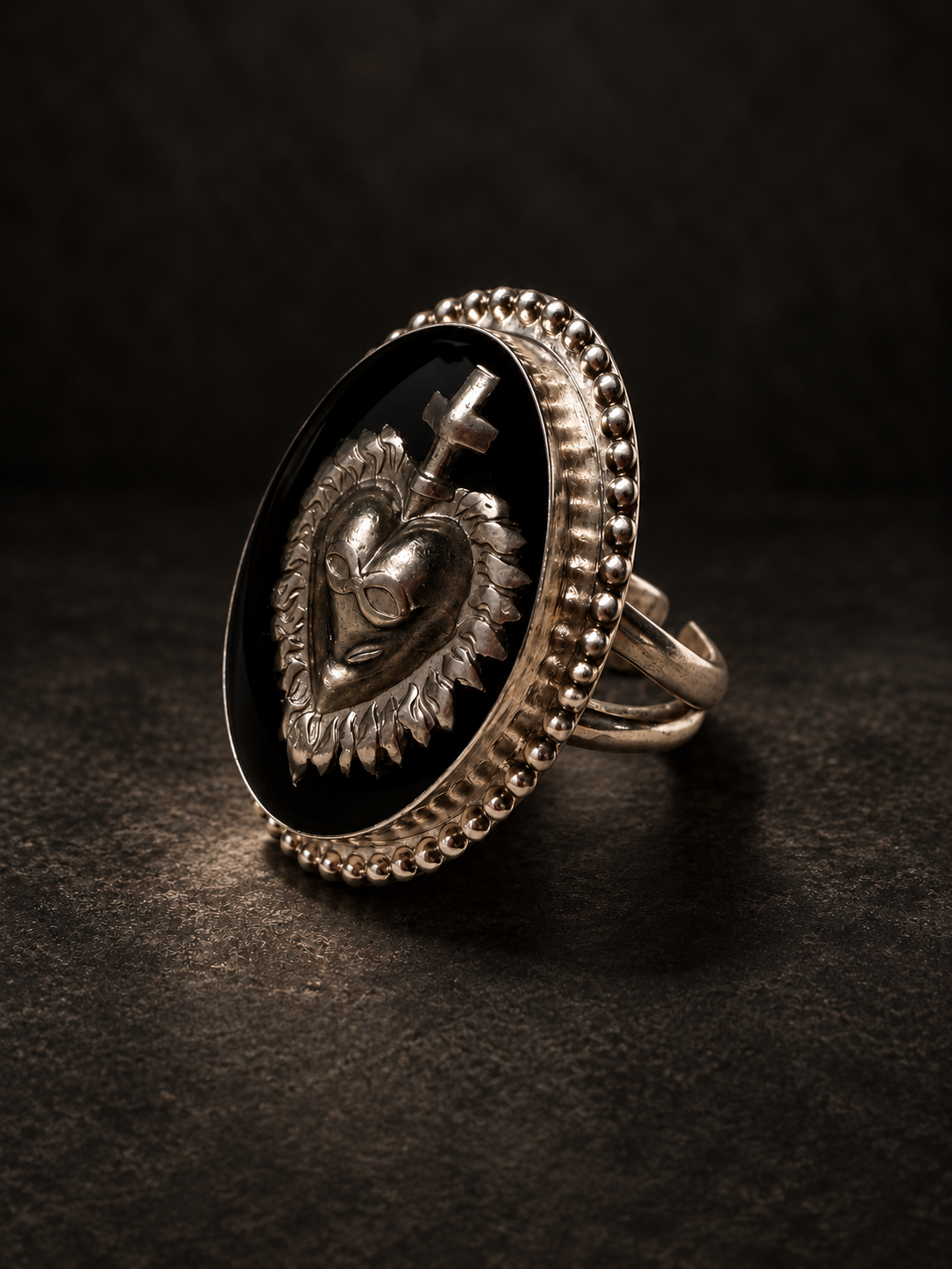 Sacred Heart | Sterling Silver & Pewter Statement Ring