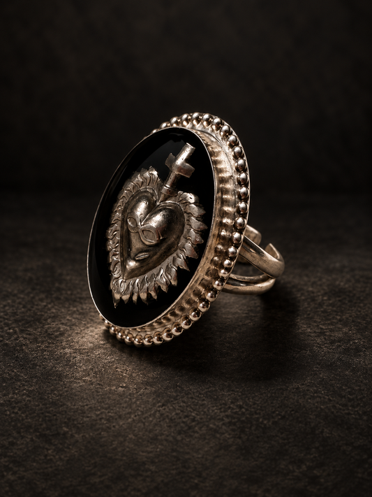 Sacred Heart | Sterling Silver & Pewter Statement Ring
