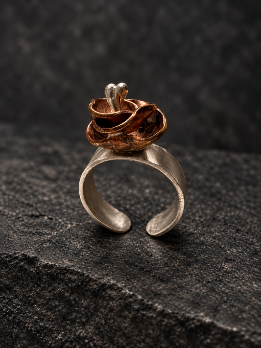 Hand Forged Brass and Sterling Silver Bloom Ring