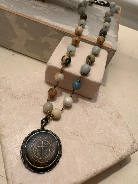 Loyal Muse | Jasper Cross Medallion Necklace