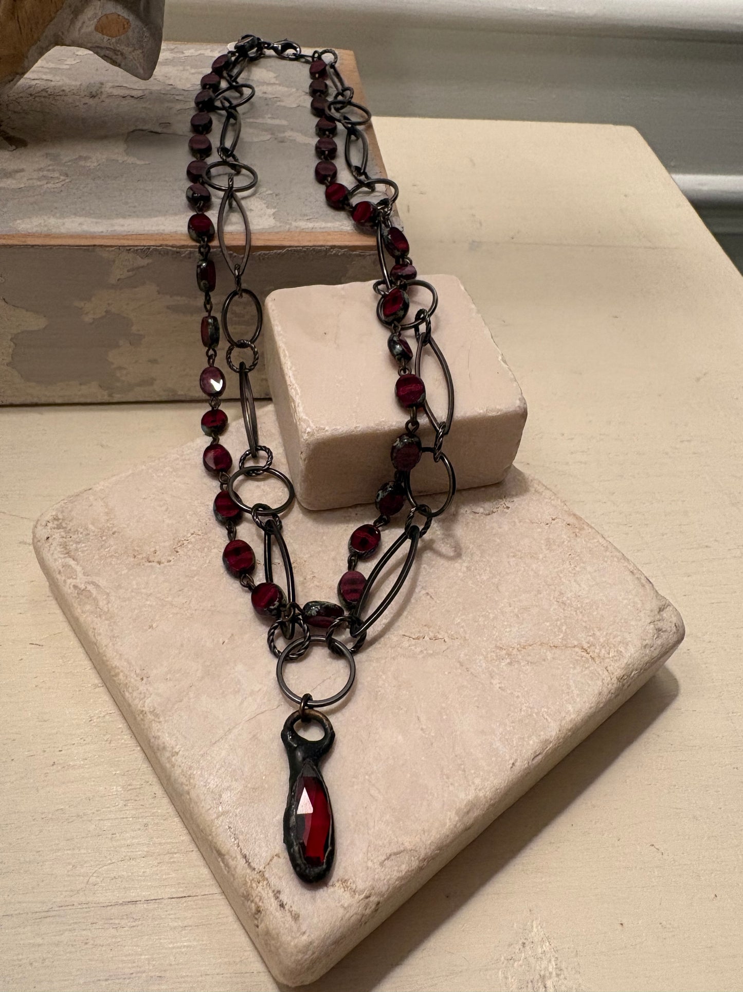 Noir Garnet Statement Necklace