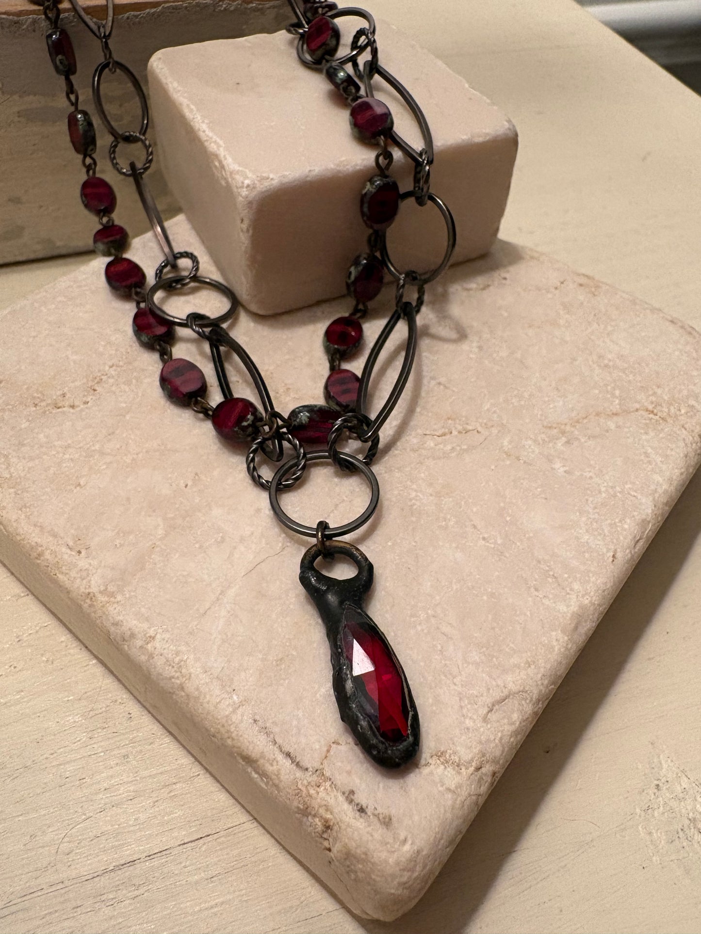 Noir Garnet Statement Necklace