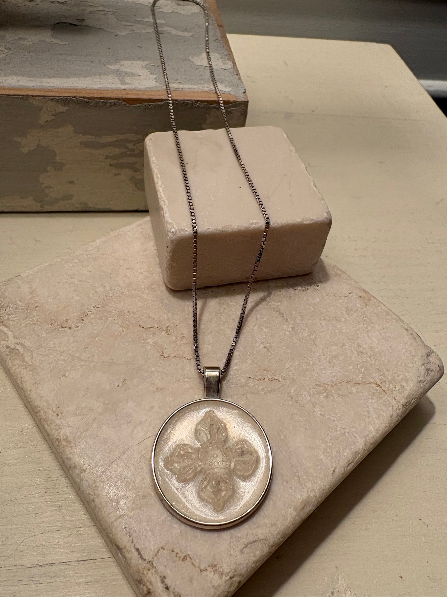 Quiet Light – Resin Cross Medallion Necklace