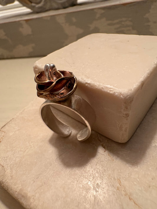 Sculpted Bloom | Sterling Silver &amp; Brass Ring