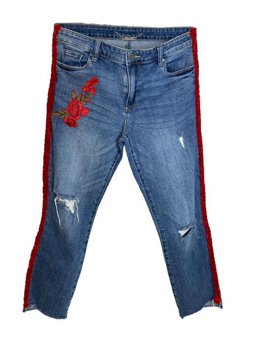 Red Tuxedo Roses Jeans Sz:10