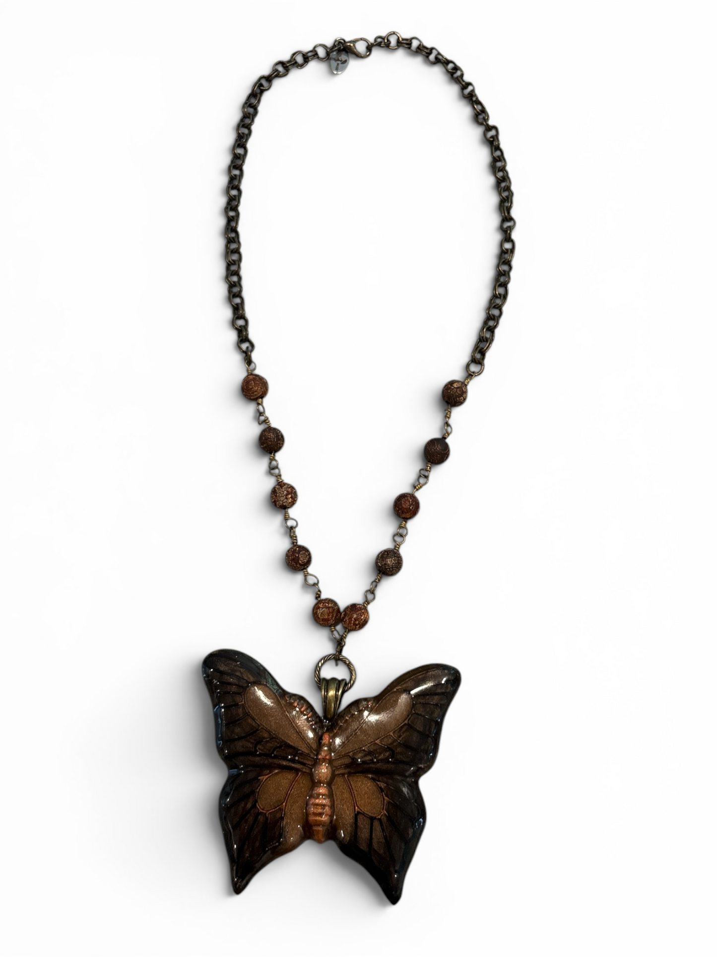 Dark Monarch Butterfly & Cracked Agate